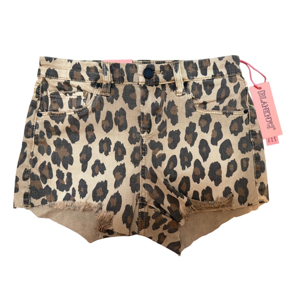 BLANKNYC Kids The Mini‎ Barrow Leopard Print Cutoff Denim Shorts Size 12 Kids